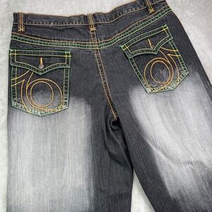 Riflessi Wide Leg Jeans Mens 40x34 Black Faded Contrast Stitch Baggy Streetwear